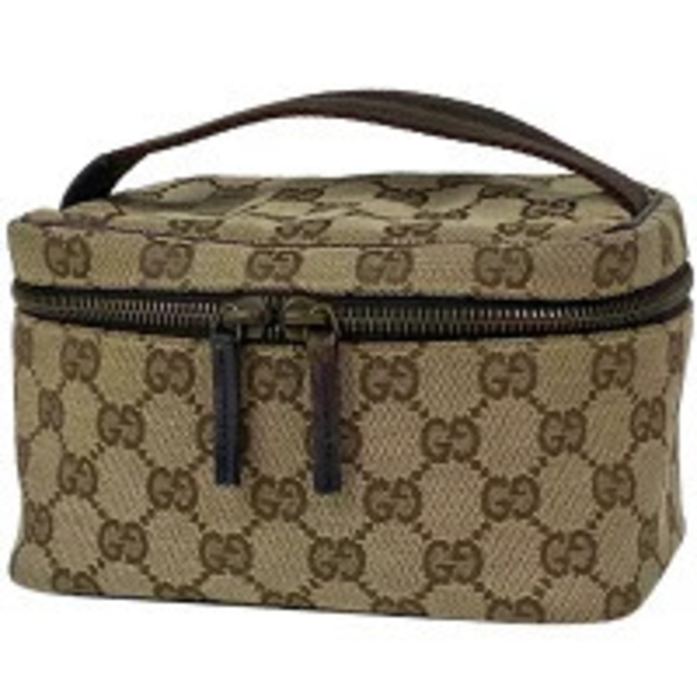 Gucci GG vanity bag makeup Clutch handbag cosmetic canvas beige brown